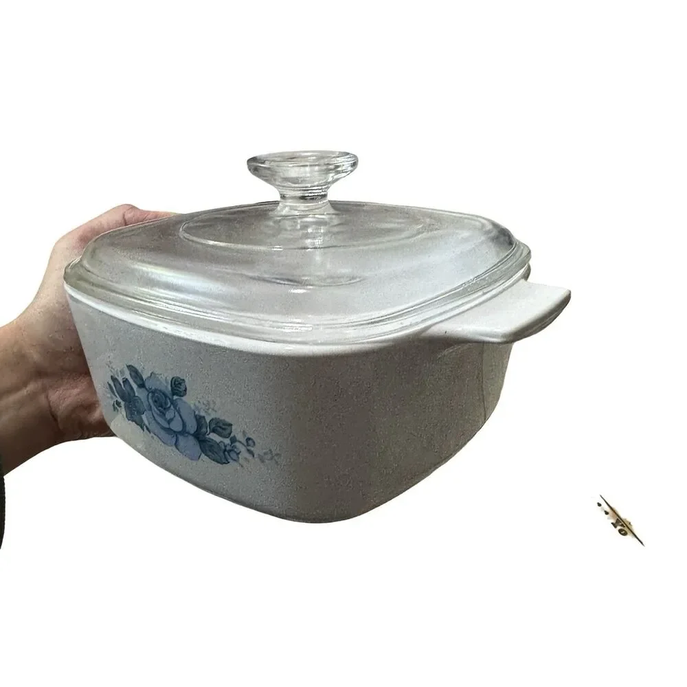 CorningWare Blue‎ Velvet Rose 1.5L Covered Casserole Dish With Lid 9x7x3